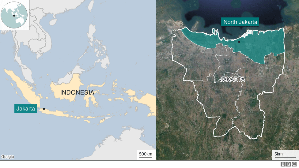 Posisi daerah tenggelam di Jakarta