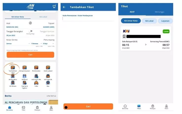 Cara mengklaim tiket kereta dari Traveloka ke KAI Access.