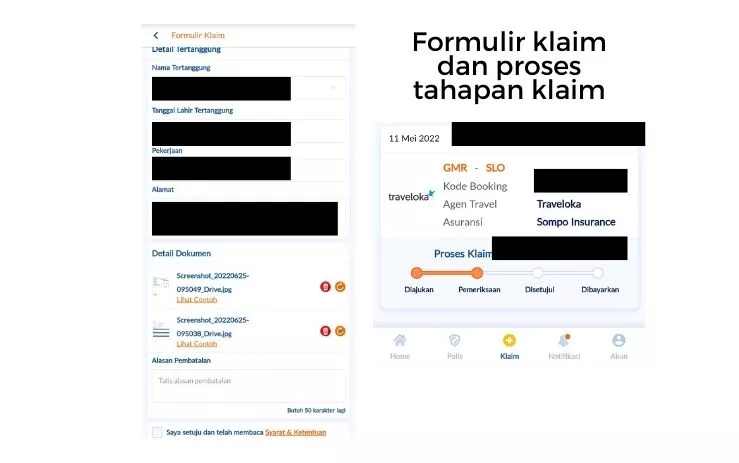 Tahap pengisian formulir dan proses klaim dari pihak asuransi